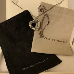 David Yurman Silver Cable Heart Pendant and Chain
